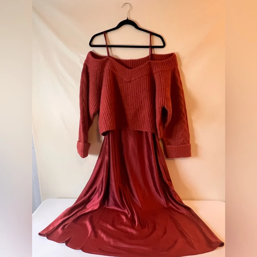 Anthropologie Mare Mare Layered Sweater & Slip Midi Dress - Picture 12 of 15